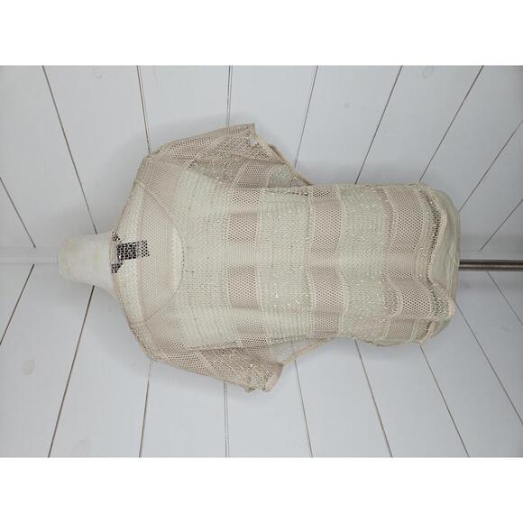 LOT Multiples Medium/P. Large tan open knit cover up & tank set. Tie front cardi - Picture 2 of 7